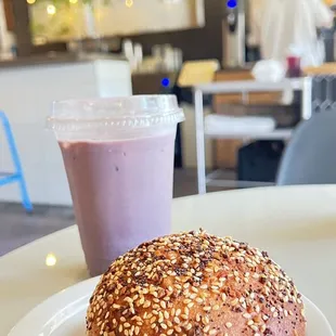 Blueberry Iced Latte, Everything Cream Cheese Kolache