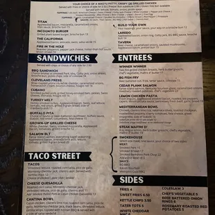 the menu of the brew garden
