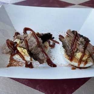 Pulled pork deviled eggs