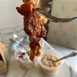 Pork belly with a side of hair.  Yummy.