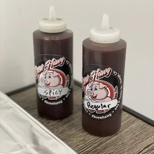 two bottles of ketchup