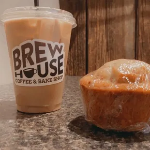 Iced Dirty Chai Latte and Banana Muffins