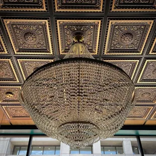 a chandelier in the lobby