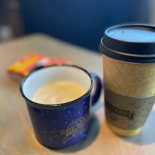 Left LH Latte (Lavender Honey) - 16oz. Hot Right Americano Cafe - 20oz.american