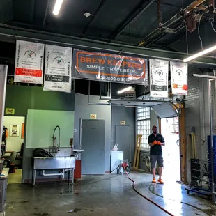 Inside. Owner is working hard.