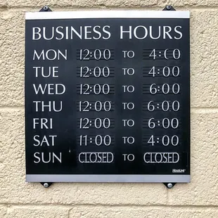 Current Business Hours