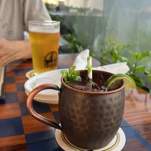 White Peach Mint Moscow Mule and Pliny the Elder IPA