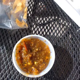 Salsa that came with our quesadilla.