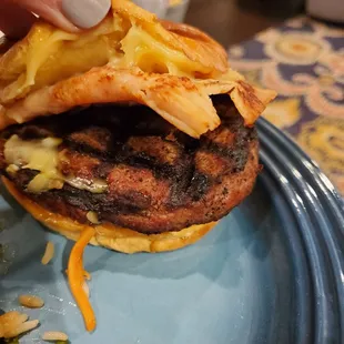 This is my November burger of the month with one piece of turkey and one piece of cheese. NOT WHAT IT SHOULD BE!