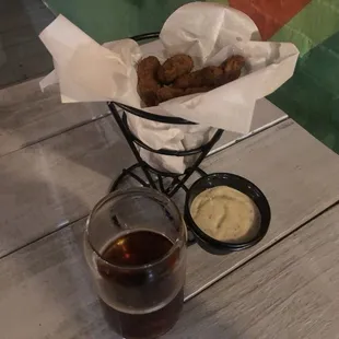 Avocado fries with jalapeño ranch yum!