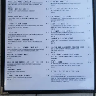 Beer Menu