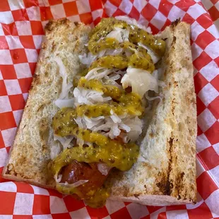 German Dog!   Check out that mustard!