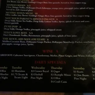 the menu