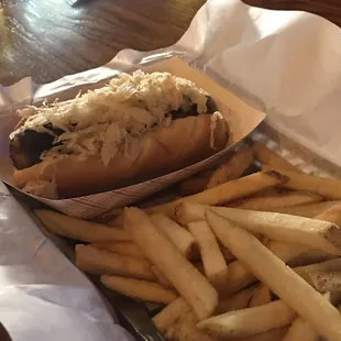 Bratwurst with sauerkraut @ The Brew