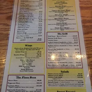 menu