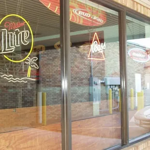 neon signs in window