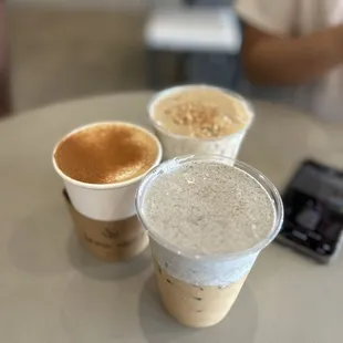 Black Sesame Latte + Banana Cream Latte + Spanish Latte