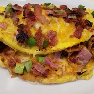 Ham and bacon omelet