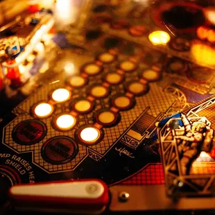 a close up of a pinball machine