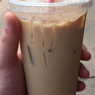 Large Caramel Latte on ice - Delicious!