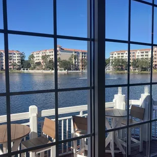 a view of the water from a balcony