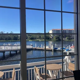 a view of a lake and a dock