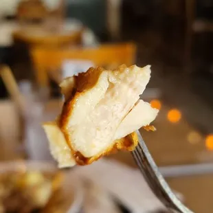 An inside look of the moist piece of chicken