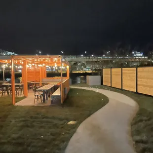 The outdoor seating spaces