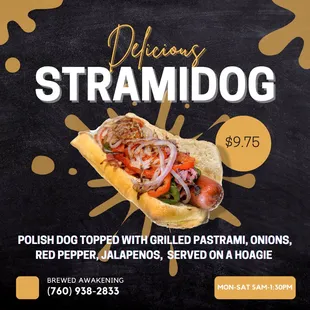 a picture of a hot dog with onions, peppers, jalapenos, served on a hoagie