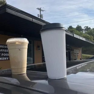 Iced and hot coconut cream pie lattes
