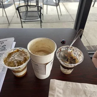 Milky Way espresso and 2 cake parfaits.