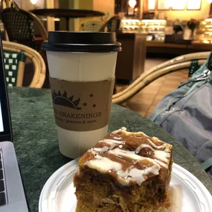 Pumpkin mousse square and medium hot mocha