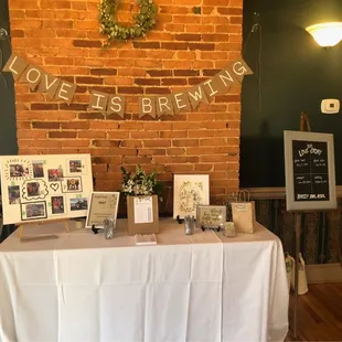 a table set up for a beer tasting