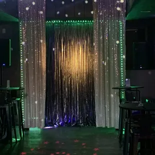 Beautiful stage area and curtains! Amazing drag shows