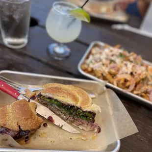 a plate of food and a glass of water