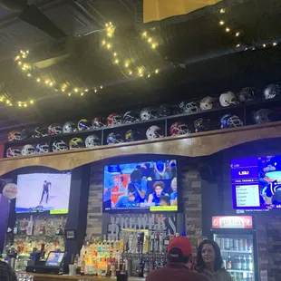 Helmets and TVs and taps  but there are 9 TVs total