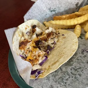a taco and fries