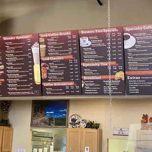 menus on the wall
