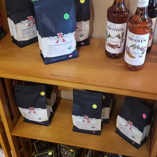 Coffee bags and syrups for sale