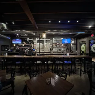 a bar with a large screen