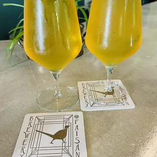 Two orange peel Belgium ales.