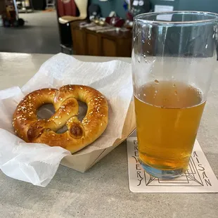 Good beer and pretzels.