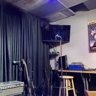 a stage set up for a band