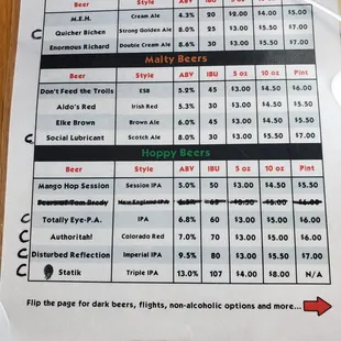 Tap menu,  C for cans avail