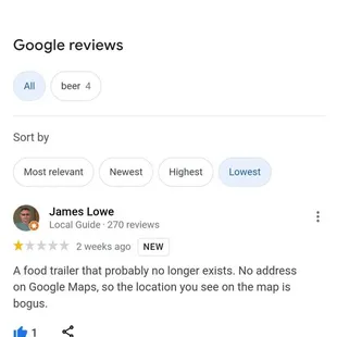 Even on Google the owner says he's a catering company and not a food truck.