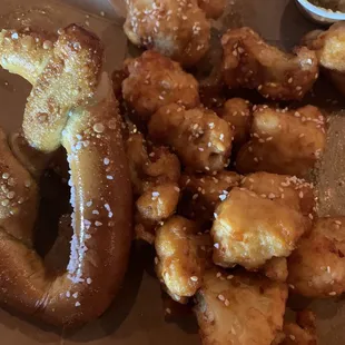 Pretzel and the most amazing spicy fried cauliflower