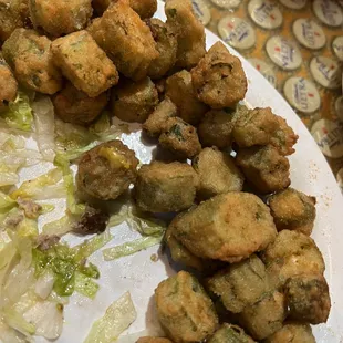 Okra!!  The best!  (Forgot to take photo until after I had inhaled my awesome burger!)