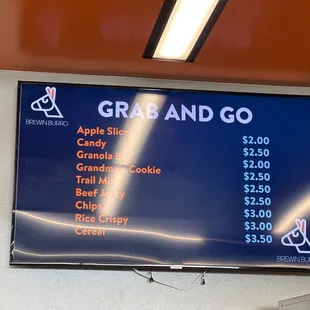 a menu for grab and go