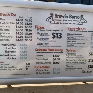 Menu at Brewin Burro