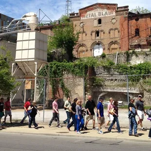 Tour Group in Front of the Historic Jackson Brewery